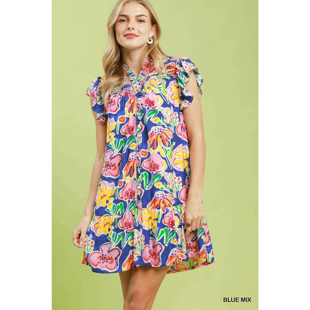 Umgee Floral Ruffle Mini Dress